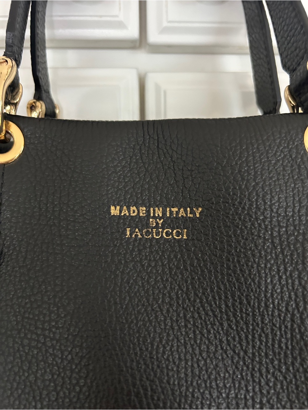 IACUCCI Black Leather Tote Bag - Made in Italy